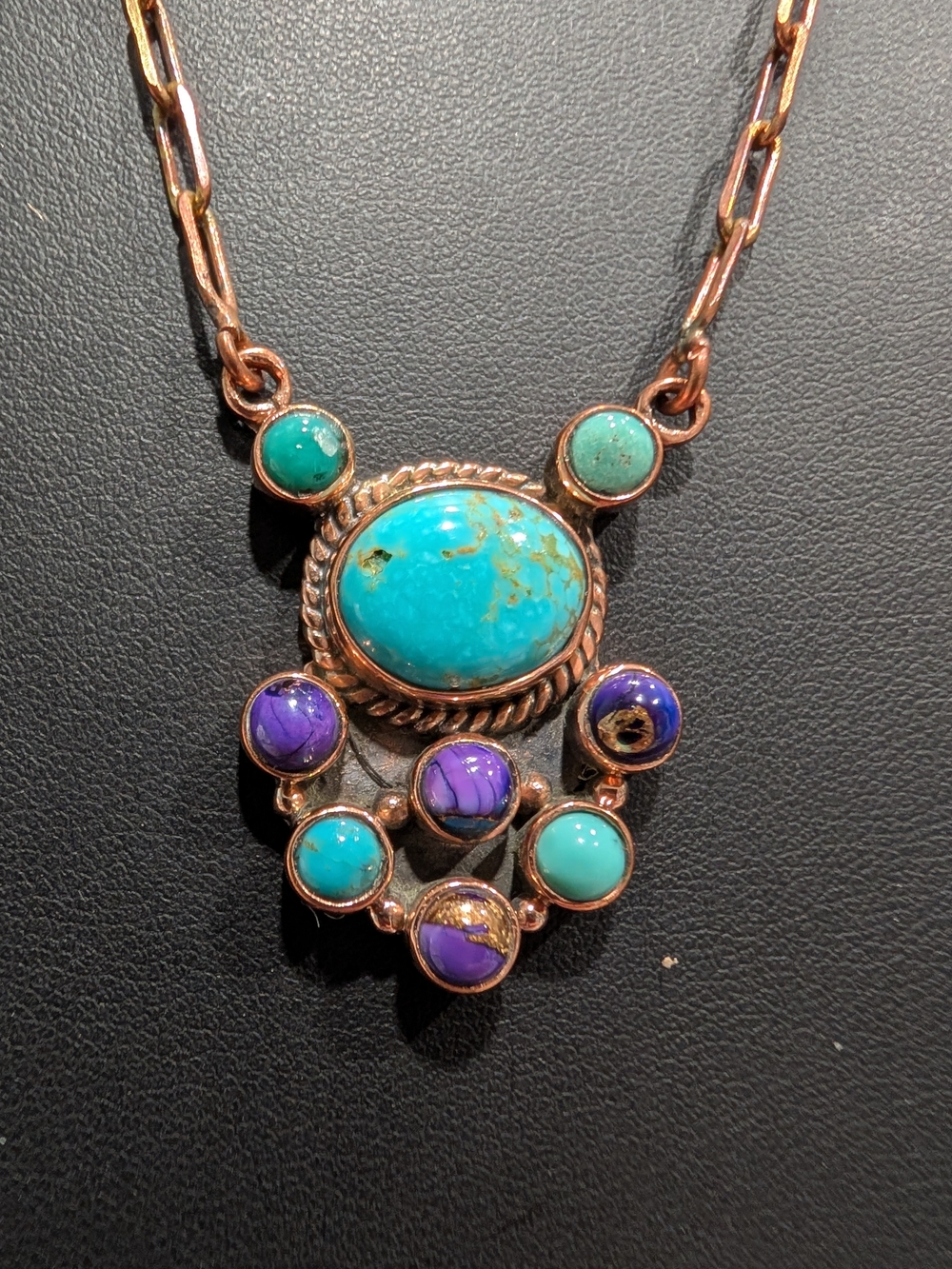 Turquoise & Purple Mojave Pendant Necklace